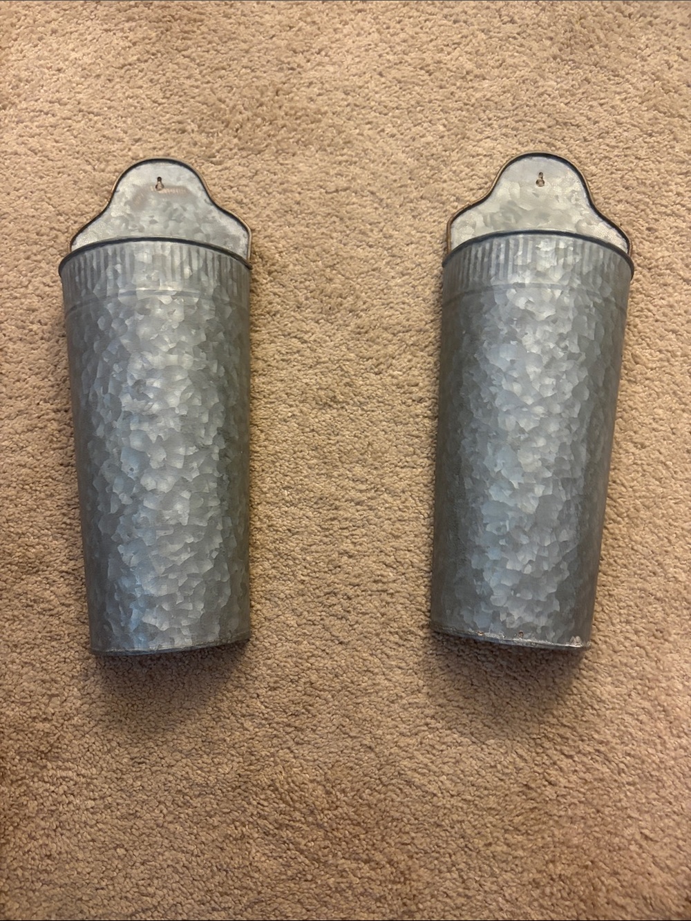 Galvanized Metal Wall Pockets - Set of 2